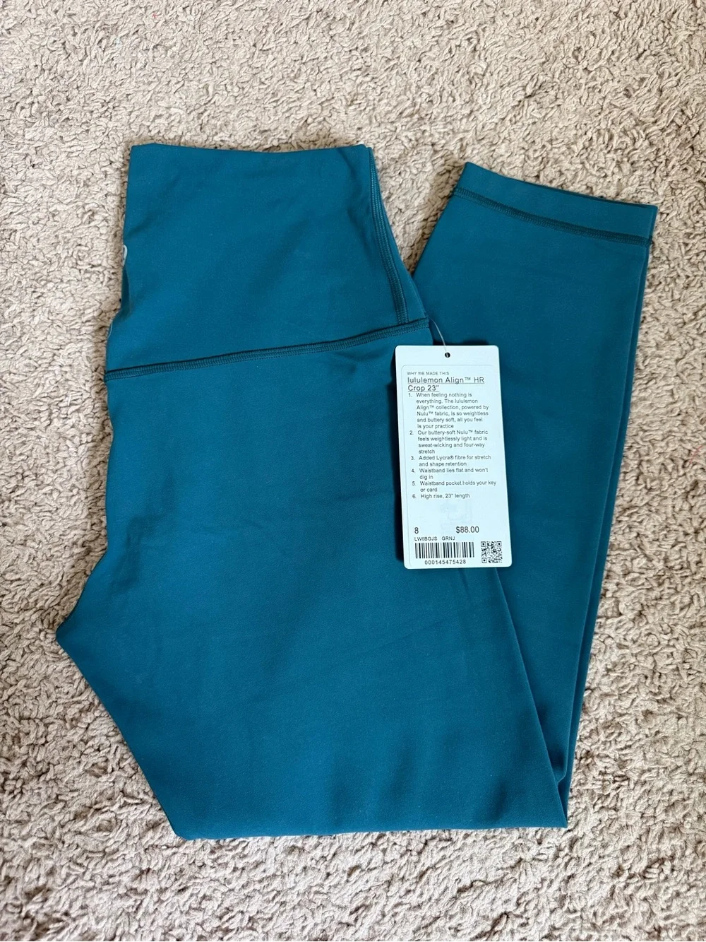Lululemon Size 8 High-Waist Teal Active Leggings